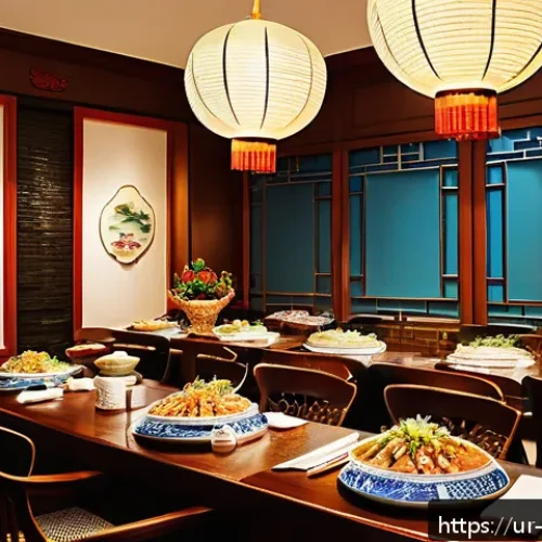Home 30 중국 음식 문화 - A vibrant Cantonese dining scene in a traditional Guangdong restaurant, featuring a beautifully arra...